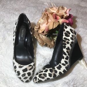 White House Black Market leopard wedges